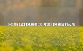 2023澳门资料免费看,2021年澳门免费资料记录