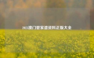 2023澳门管家婆资料正版大全