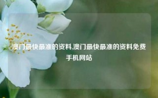 澳门最快最准的资料,澳门最快最准的资料免费手机网站