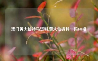 澳门黄大仙特马资料,黄大仙资料一码100准