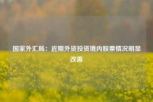 国家外汇局：近期外资投资境内股票情况明显改善-第1张图片-旅游攻略网