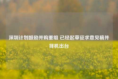 深圳计划鼓励并购重组 已经起草征求意见稿并择机出台-第1张图片-旅游攻略网