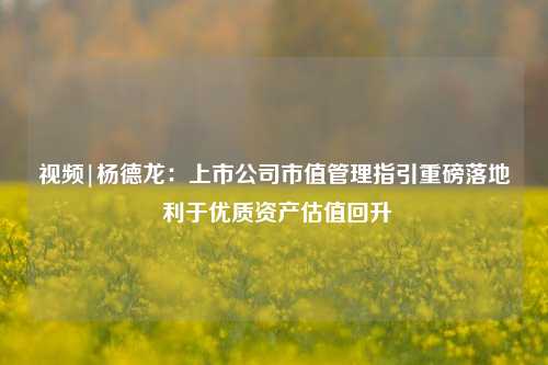 视频|杨德龙：上市公司市值管理指引重磅落地 利于优质资产估值回升-第1张图片-旅游攻略网