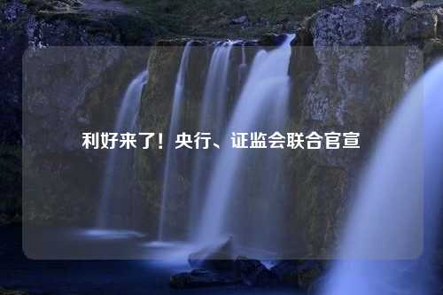 利好来了！央行、证监会联合官宣