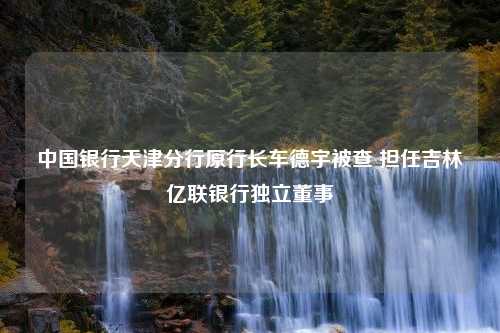 中国银行天津分行原行长车德宇被查 担任吉林亿联银行独立董事