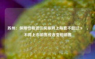 苏州：保障性租赁住房原则上每套不超过70㎡，不得上市销售或者变相销售