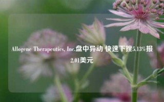 Allogene Therapeutics, Inc.盘中异动 快速下挫5.13%报2.01美元