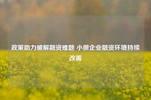 政策助力破解融资难题 小微企业融资环境持续改善-第1张图片-旅游攻略网