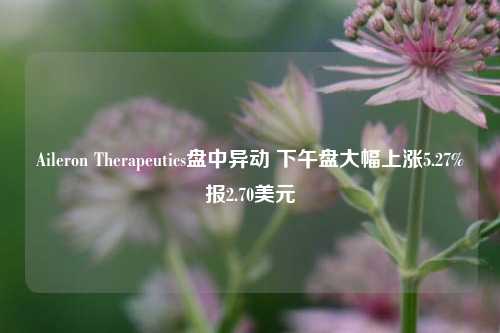 Aileron Therapeutics盘中异动 下午盘大幅上涨5.27%报2.70美元-第1张图片-旅游攻略网